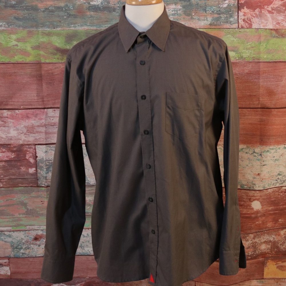 UNTUCKIT Charcoal Gray Double Weave Size XL Shirt